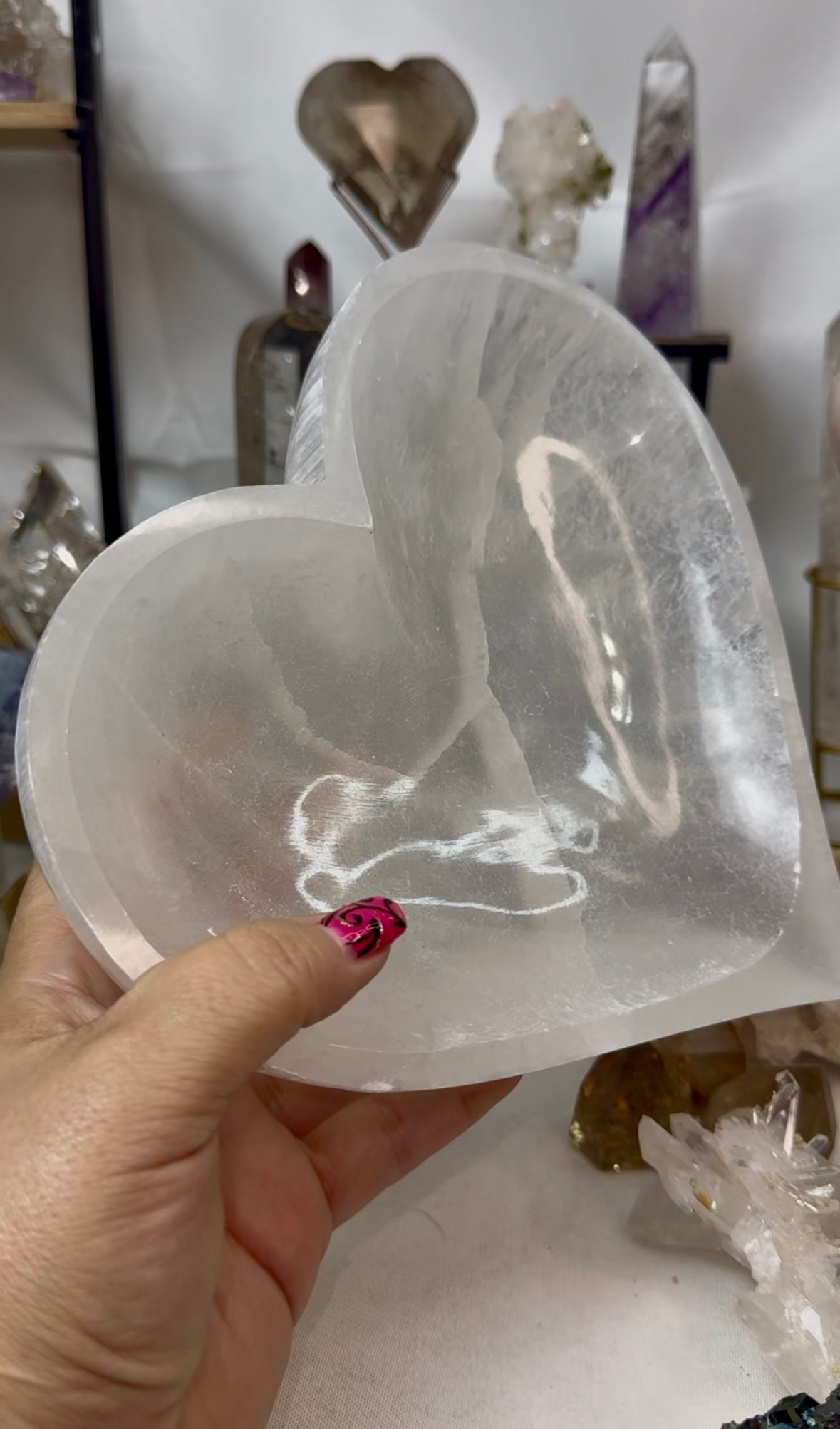Large Selenite Heart Bowl