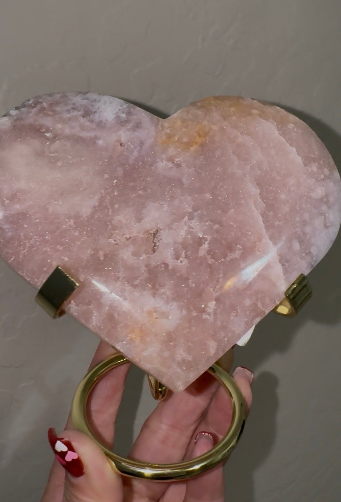 Pink amethyst heart w/ stand