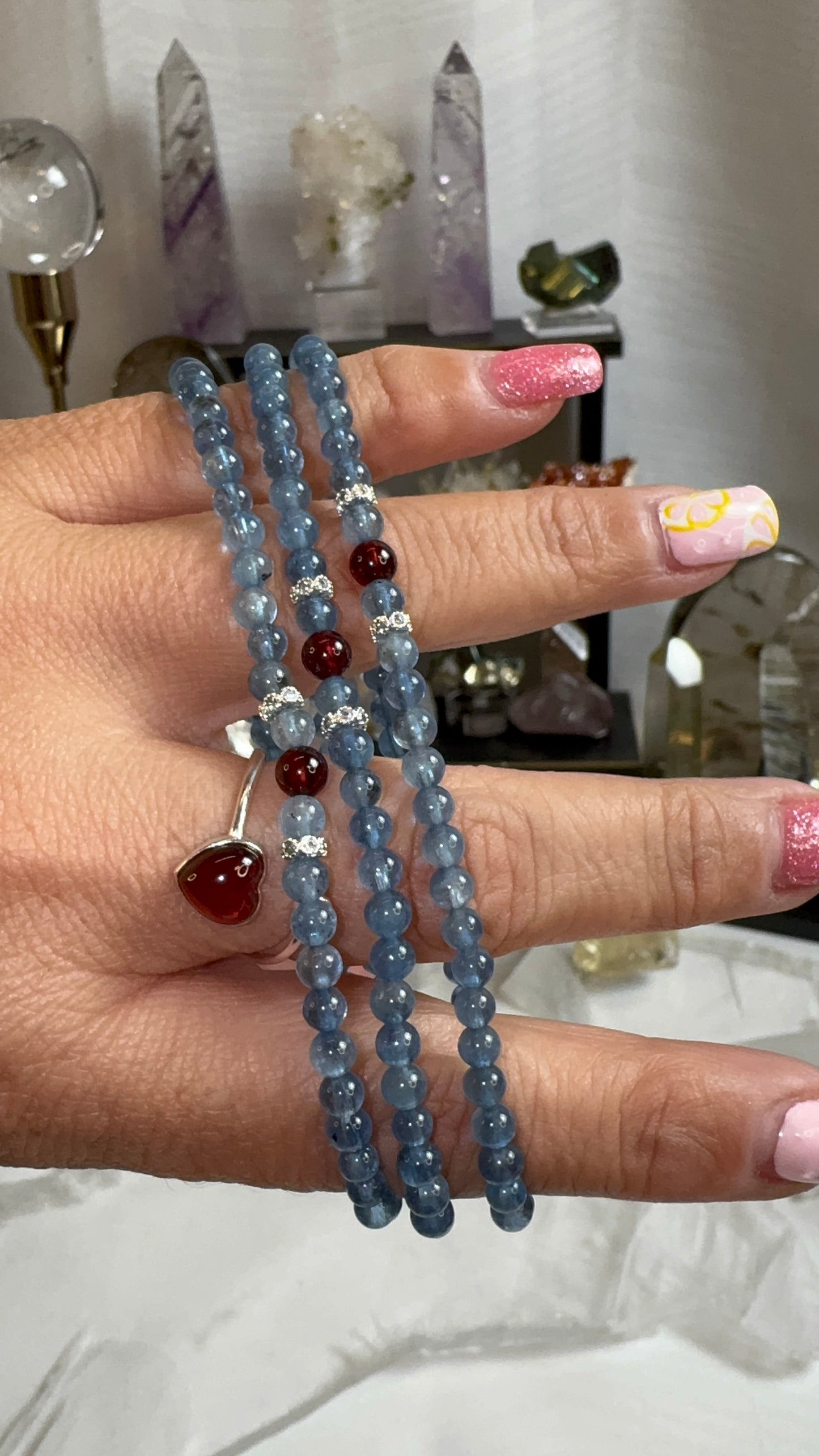 Aquamarine & Garnet Bracelet