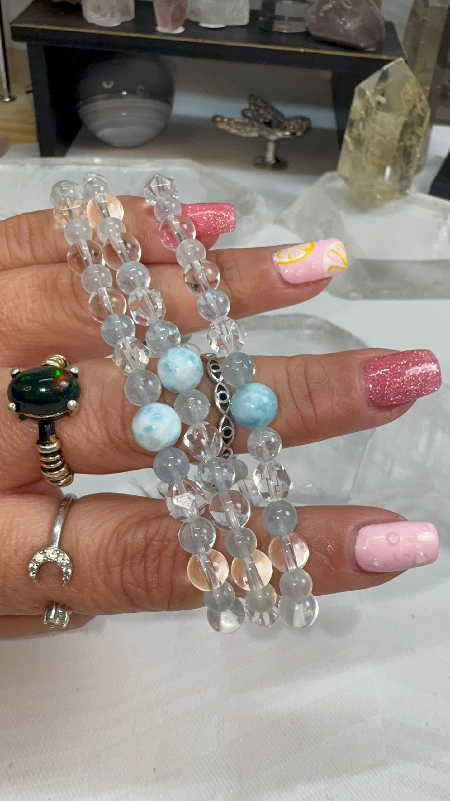 Larimar, Topaz, & Aquamarine Bracelet