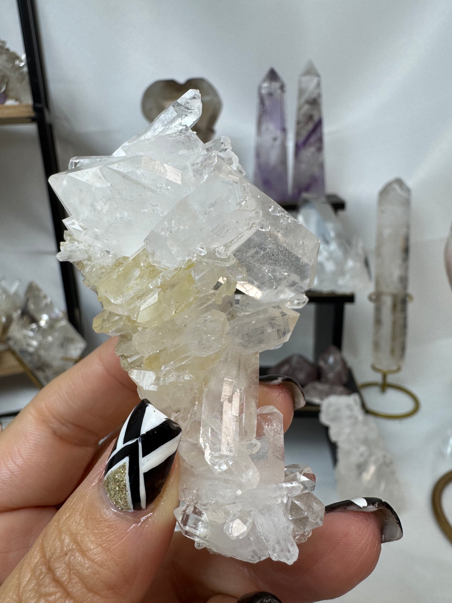 Clear Quartz Cluster w/ golden healer and Faden Quartz Crystal