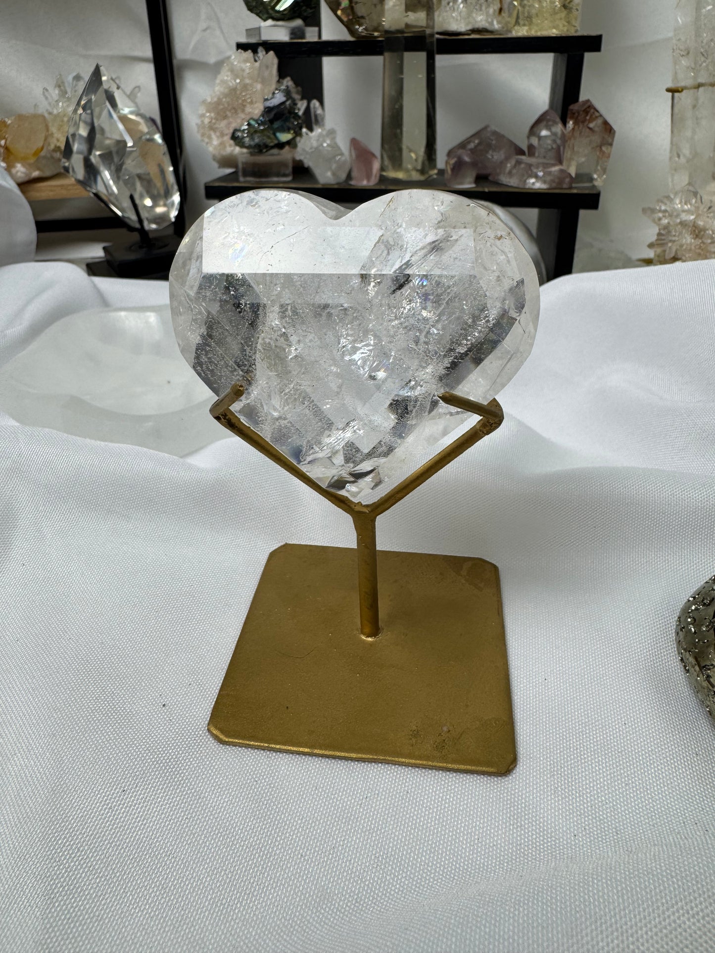Clear Quartz Heart on custom stand