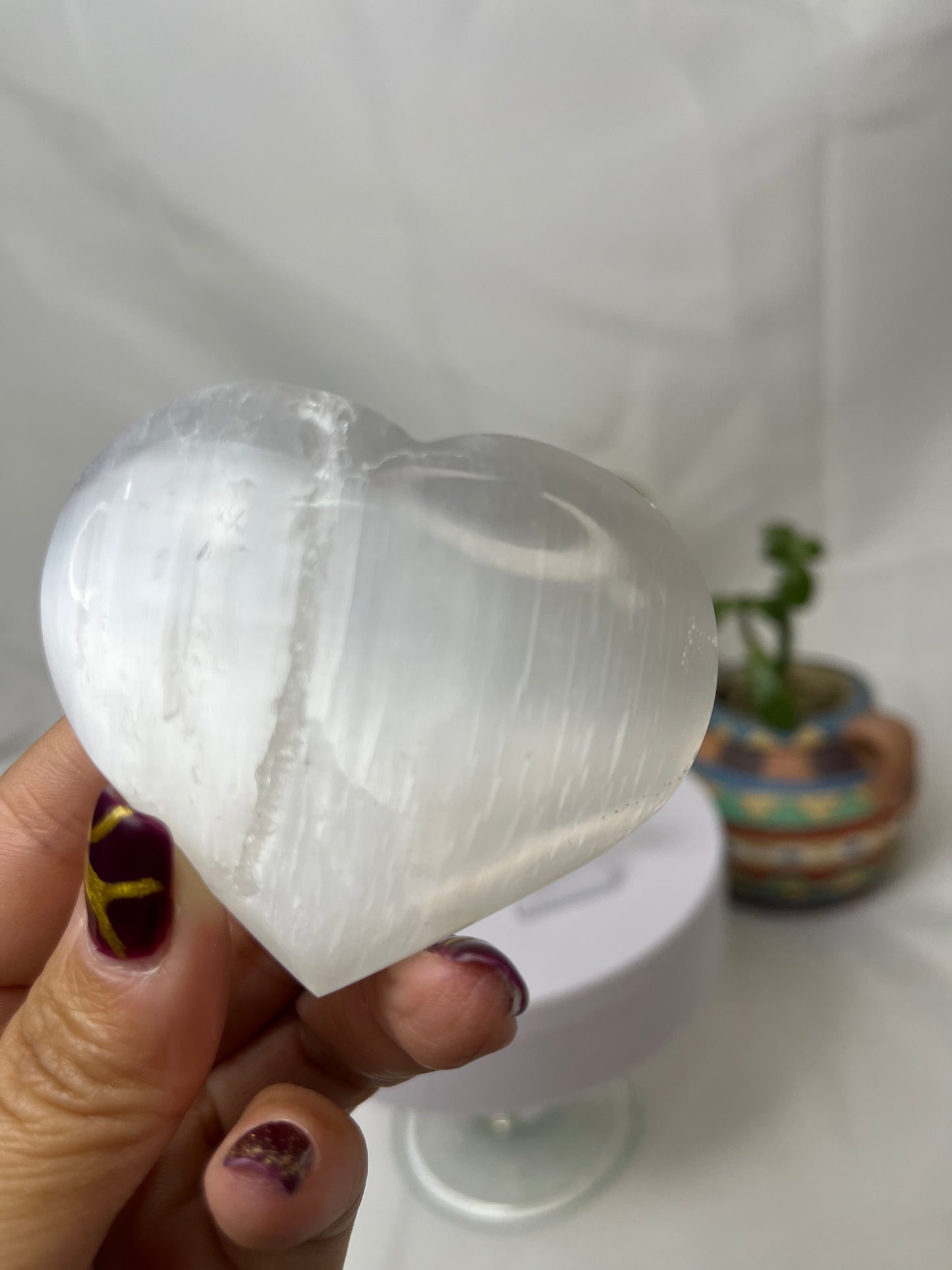 Heart Shaped Selenite Carving Crystal