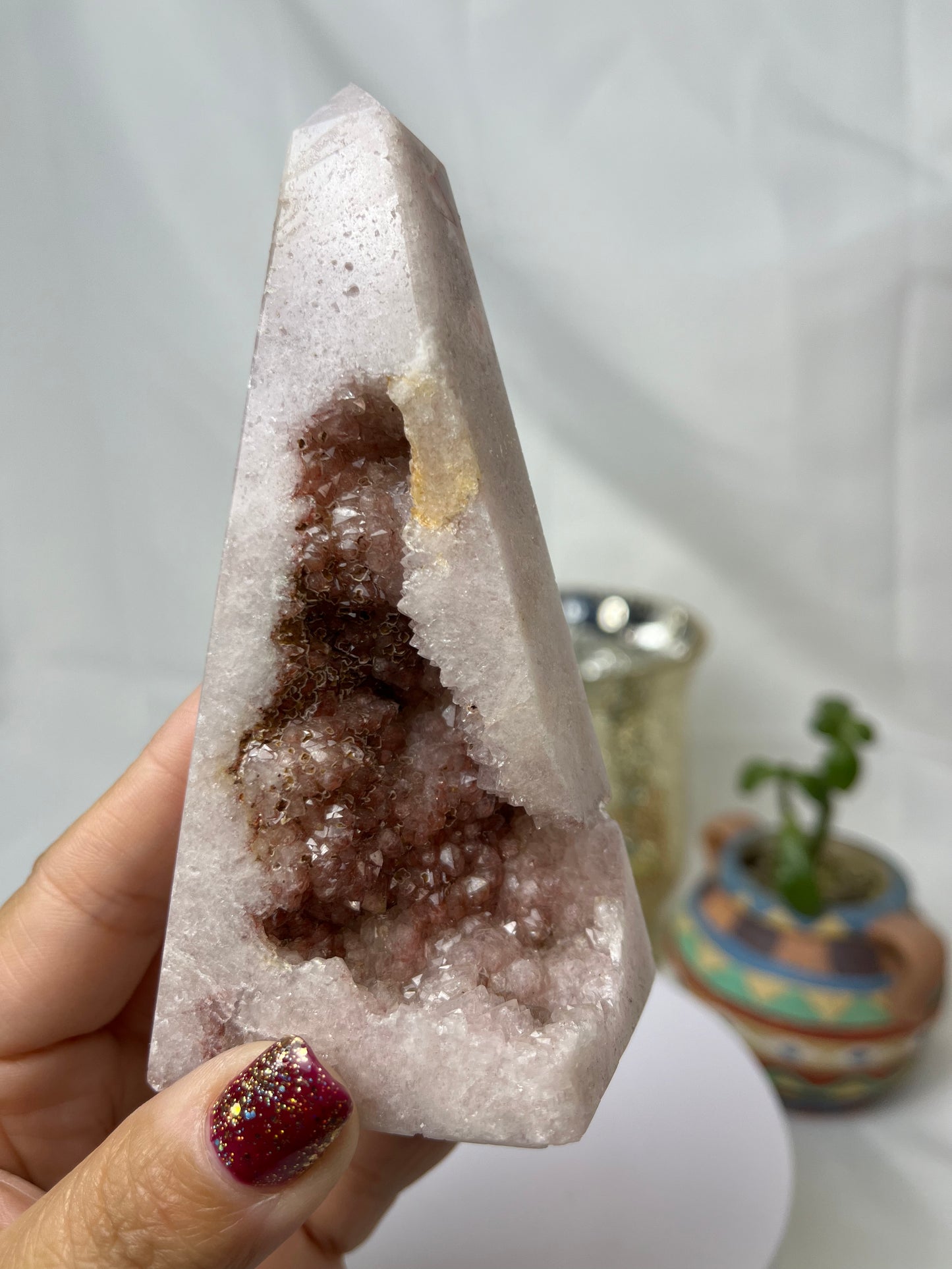 Pink Amethyst Druzy Crystal Tower