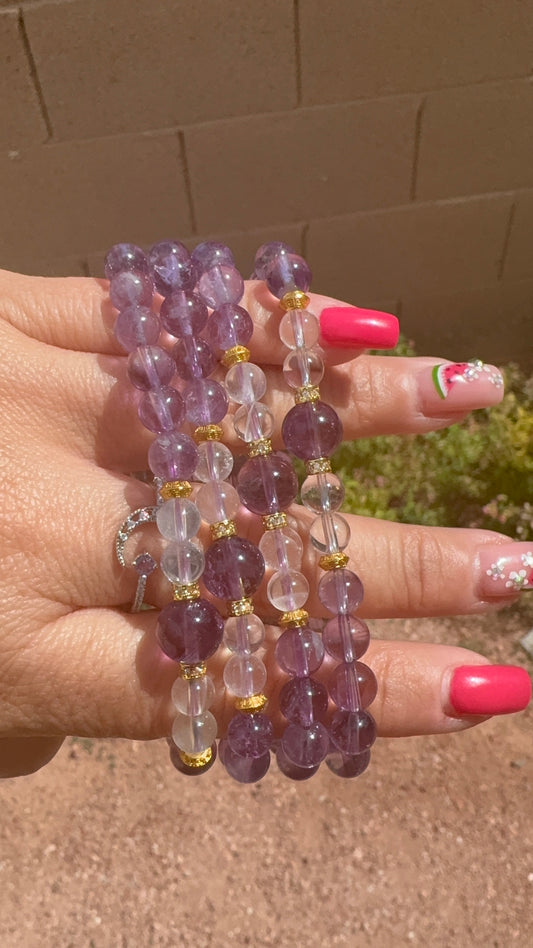Amethyst & Clear Quartz Bracelet