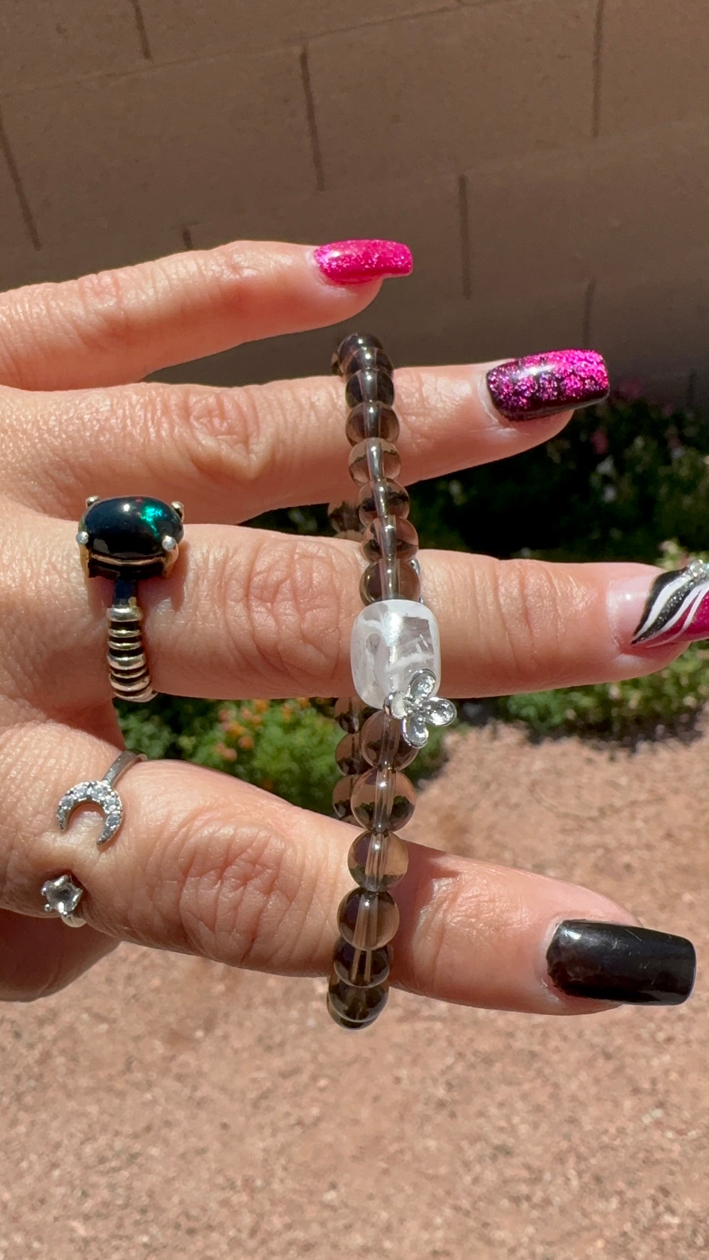 Snowflake & Smoky Quartz Bracelet