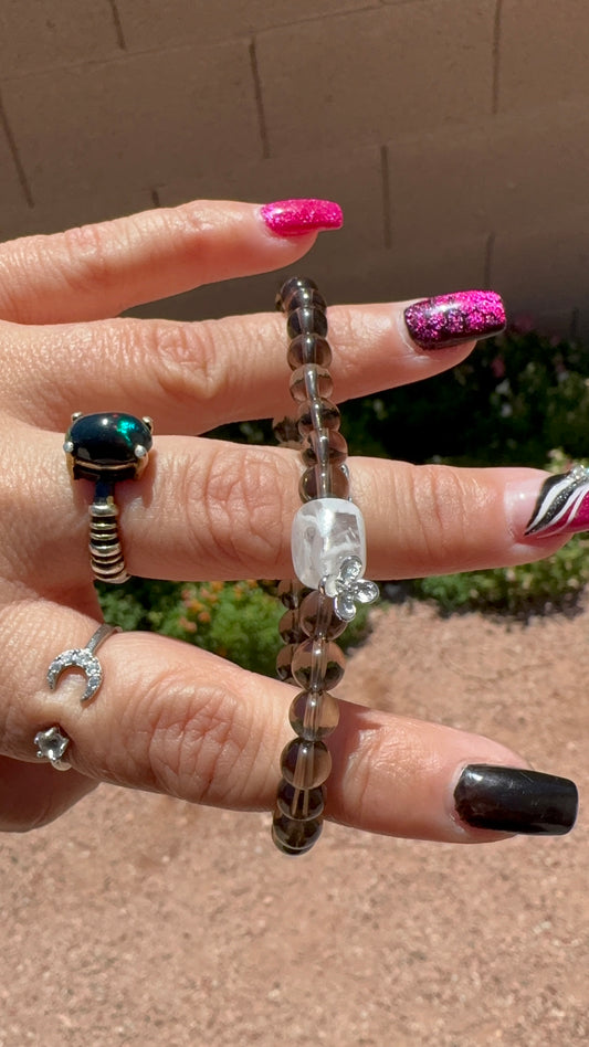Snowflake & Smoky Quartz Bracelet