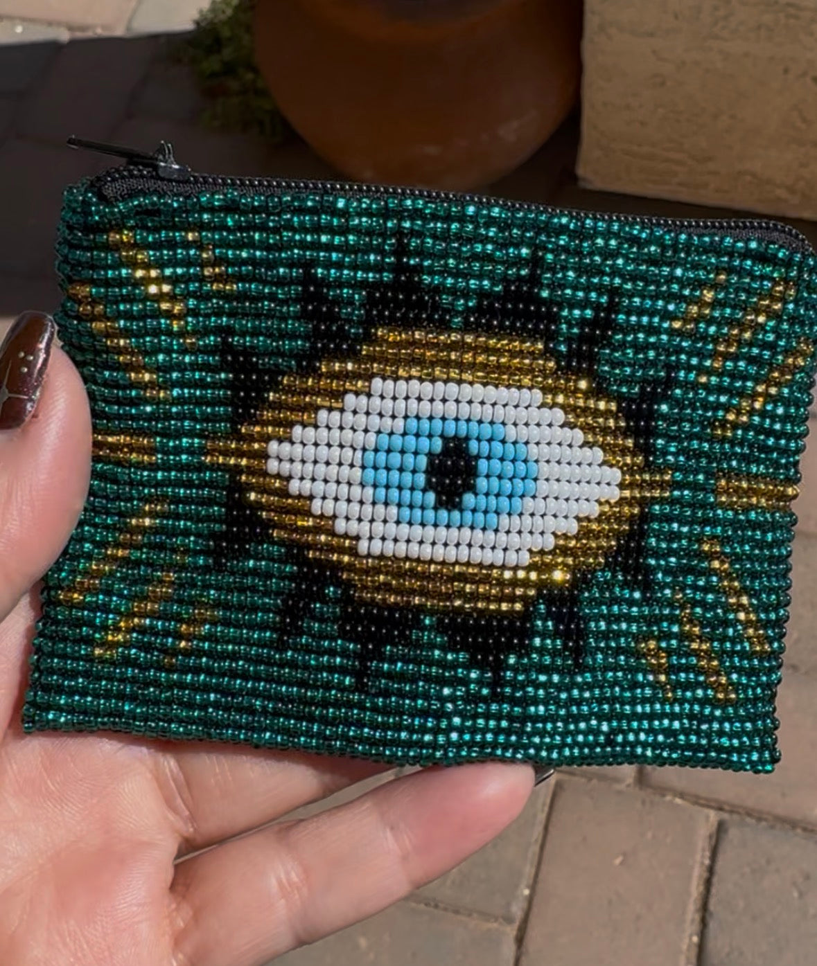 Teal Evil Eye Coin purse