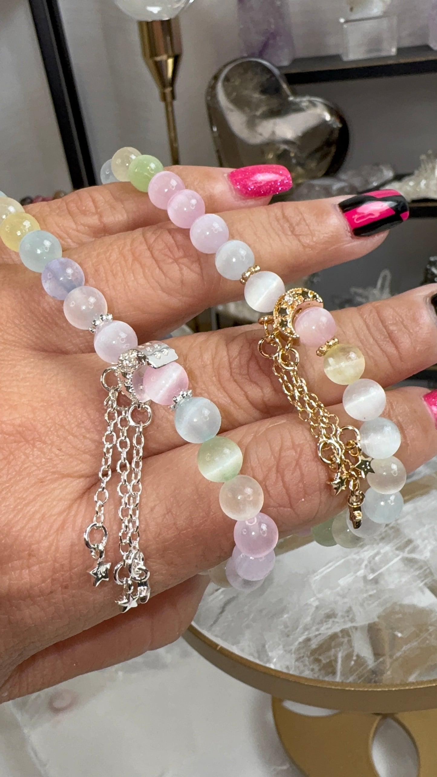 Aura Selenite Bracelet w/ charm