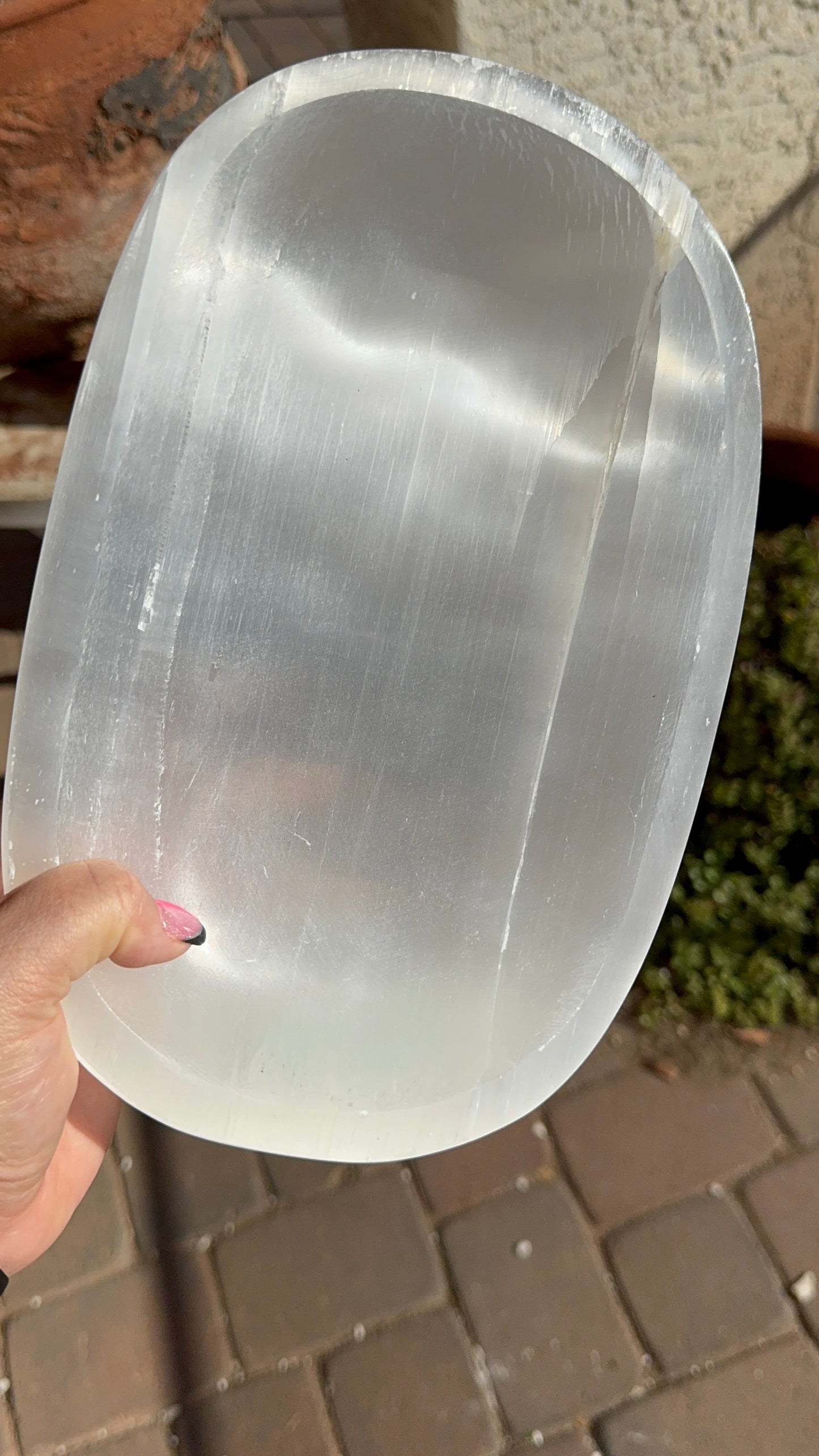 Large Selenite Oval Bowl