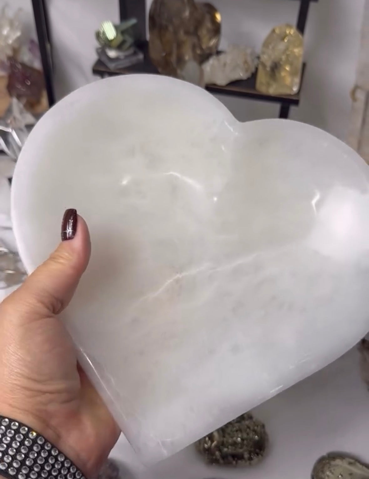Large Selenite Heart Bowl