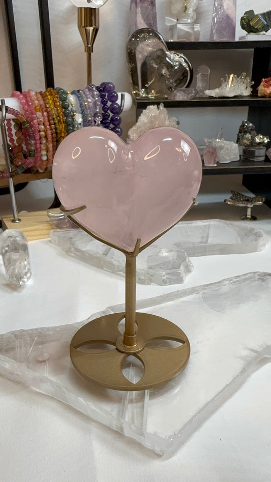 Rose Quartz Heart on stand