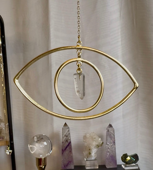 Evil Eye Wall Charm w/ Clear Quartz