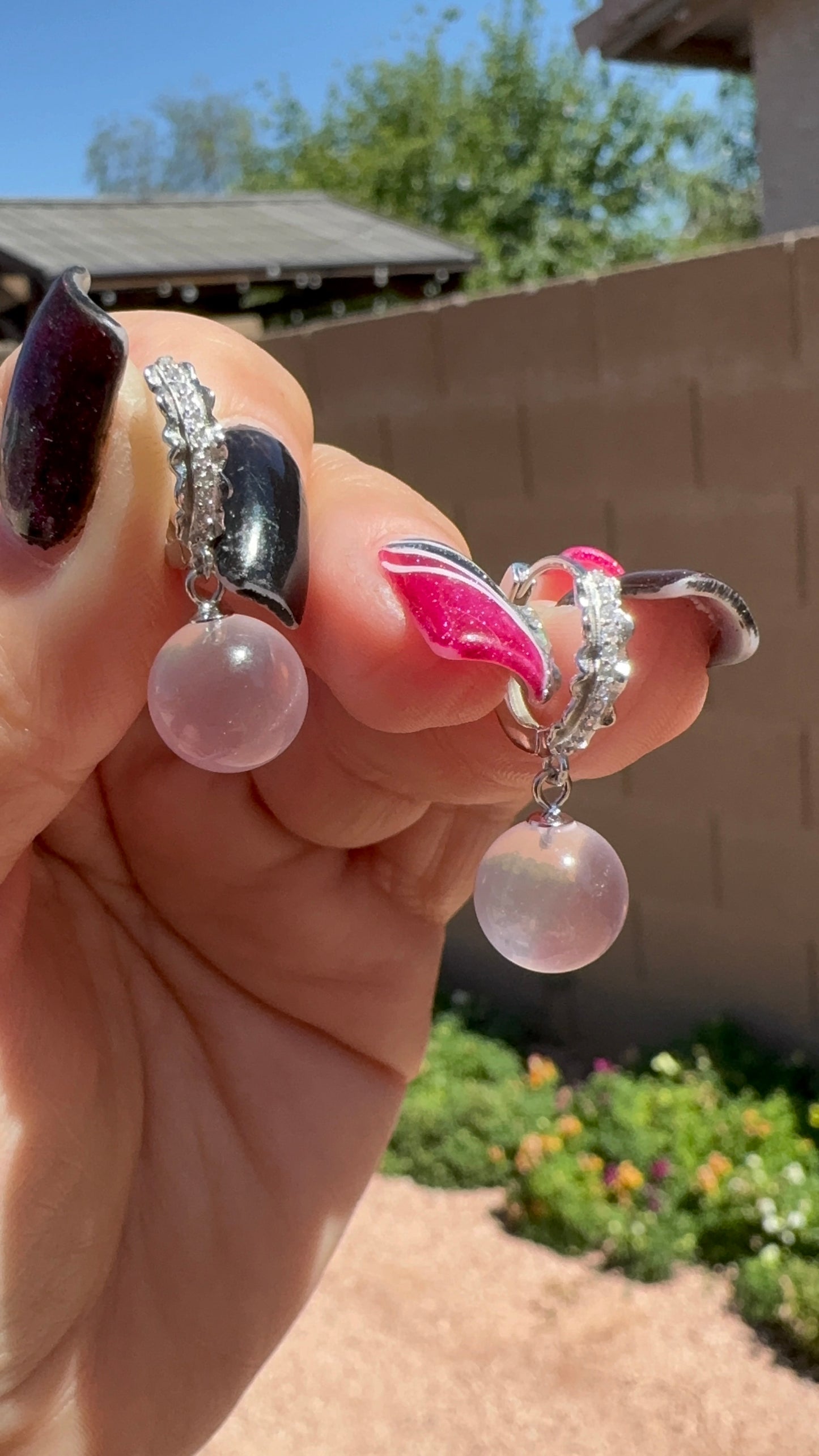Rose Quartz Sterling Earrings