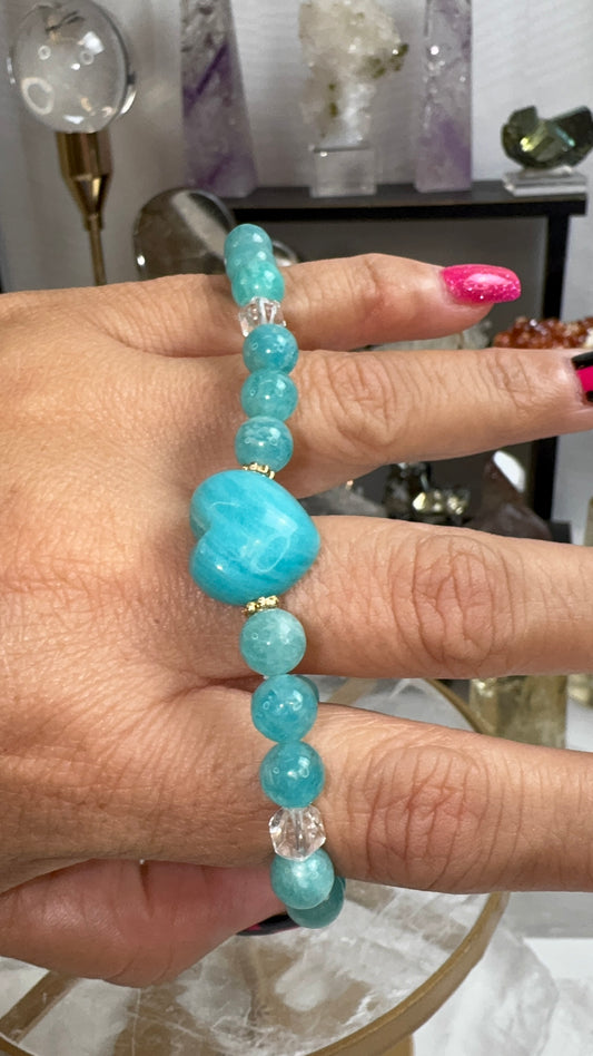 Amazonite & Clear Quartz Bracelet