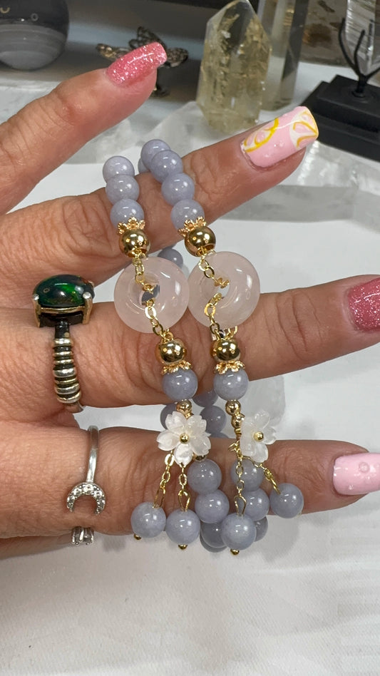 Angelite, Rose Quartz, & Flower Shell