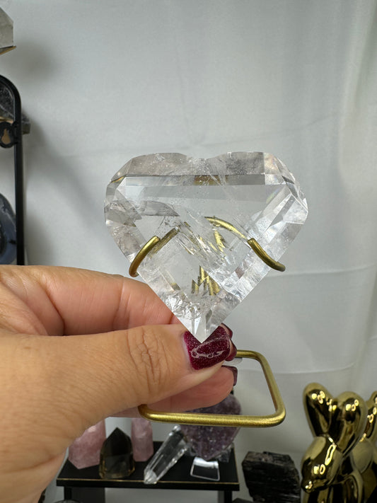 Lemurian Quartz Faceted Heart Crystal