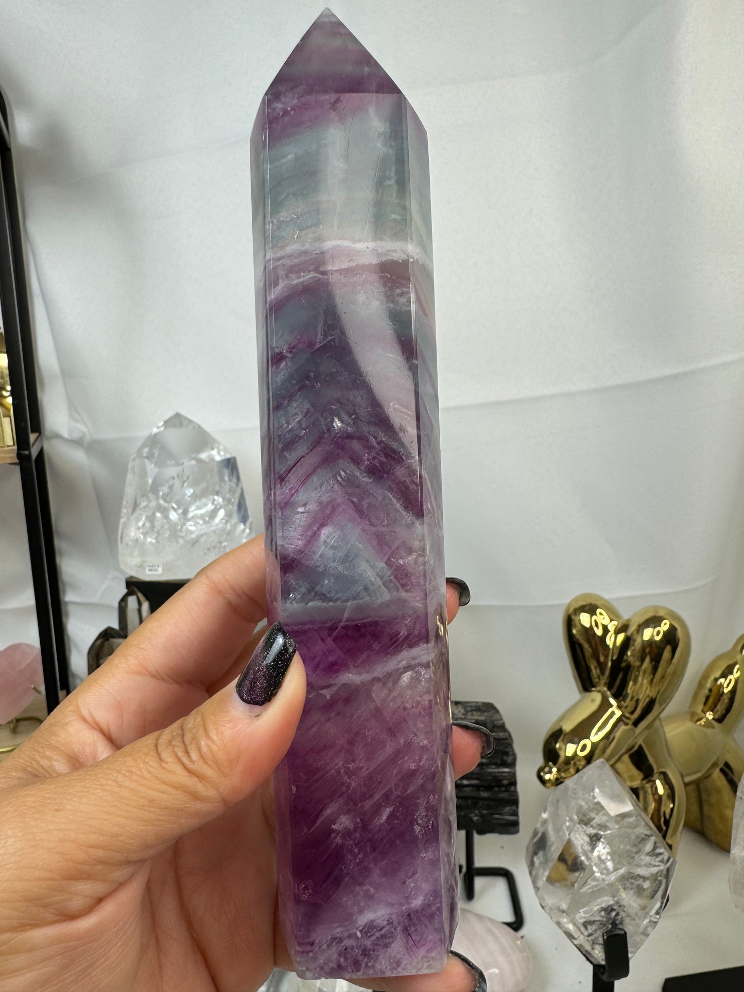 Purple and Light Blue Fluorite Tower Crystal