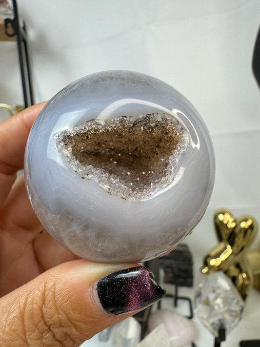 Druzy Agate Grey Sphere Crystal