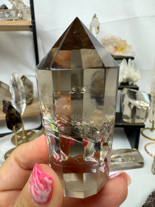 Smoky Quartz Faceted Cylinder Crystal