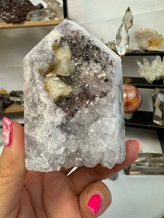 Amethyst with Calcite Tower Crystal