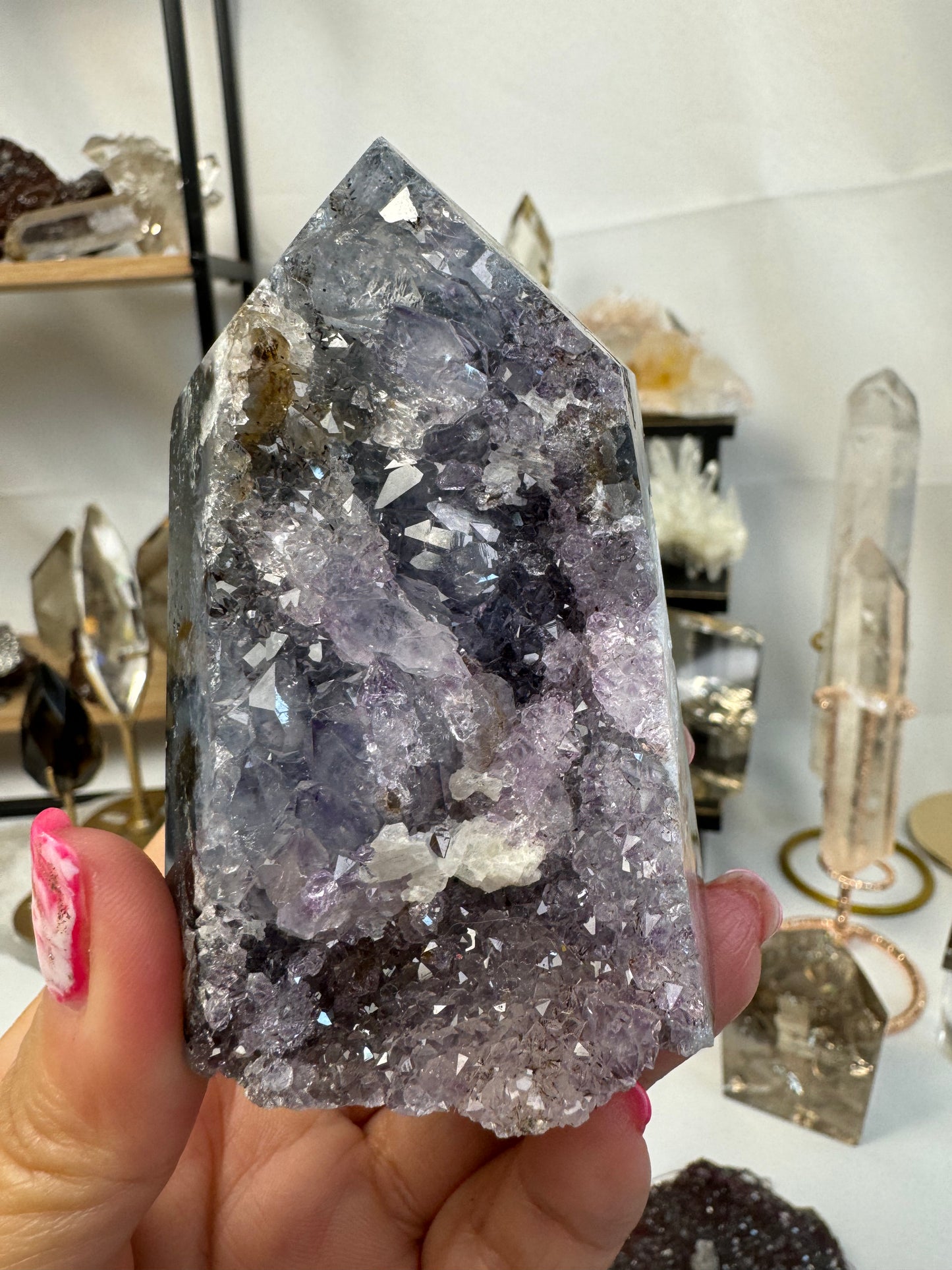 Amethyst Flower Druzy Tower Crystal