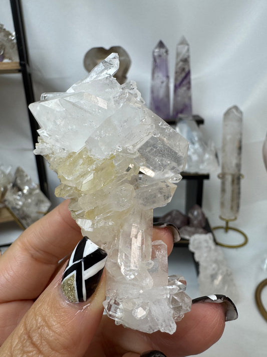 Clear Quartz Cluster w/ golden healer and Faden Quartz Crystal
