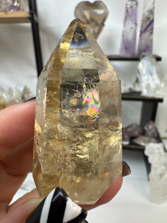 Natural Citrine Crystal Tower w/ rainbows