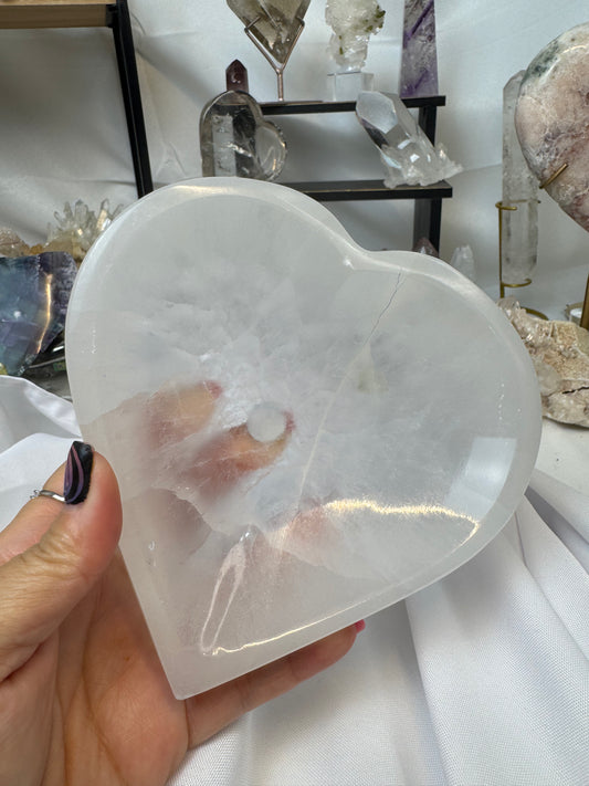Live - Large Selenite Heart Bowl