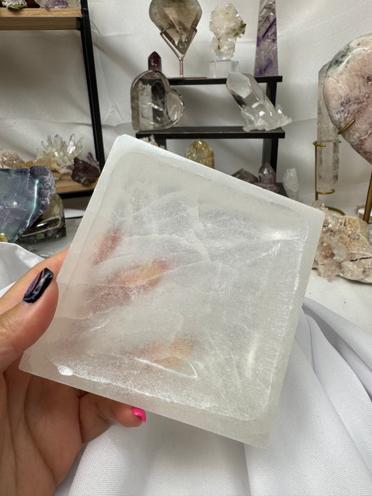 Live - Square Selenite Bowl
