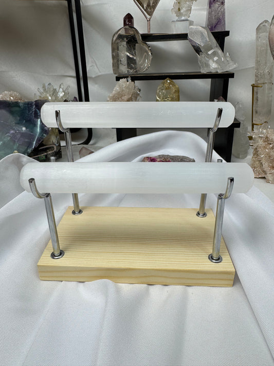 Double Selenite Bracelet Holder Silver Preorder