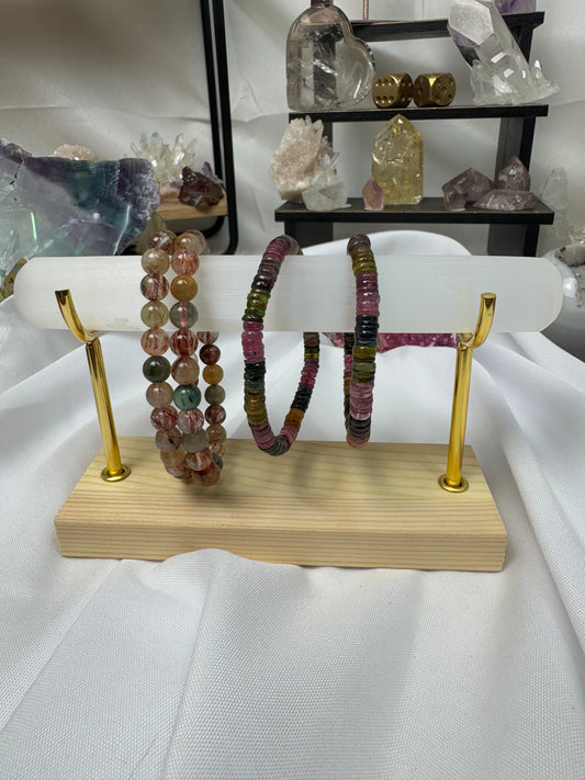 Single Selenite Bracelet Holder Gold