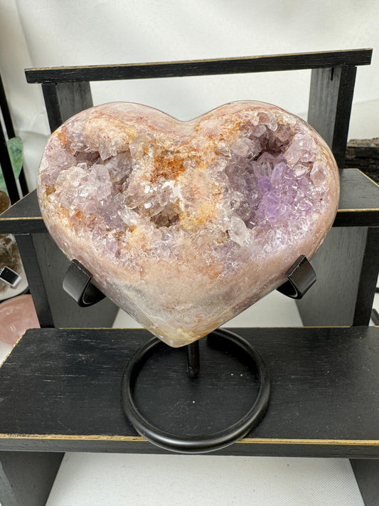 Pink Amethyst Druzy Statement Heart