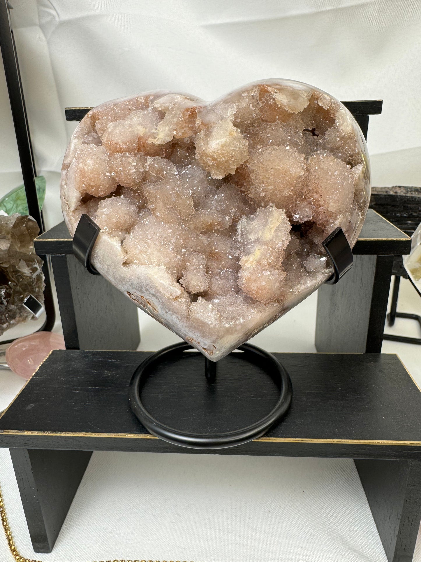 Pink Amethyst Druzy Statement Heart Crystal