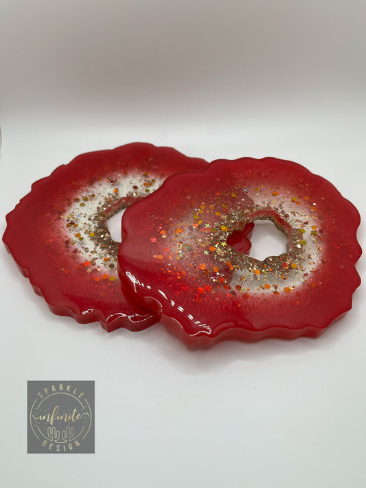 Red Geode Style Coaster Set