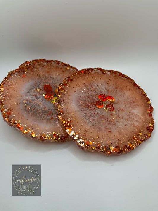 Fall Pumpkin Orange Coaster Set