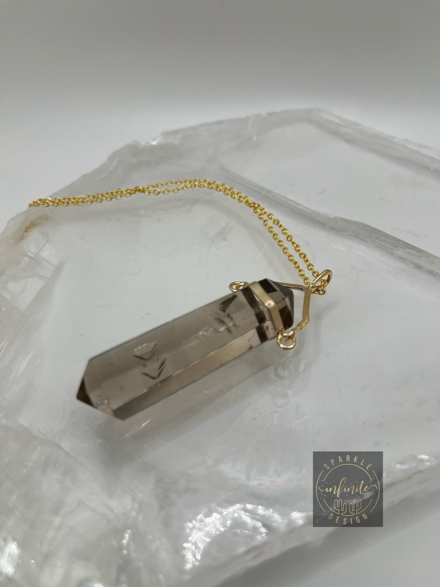 Smoky Grey Quartz DT Necklace