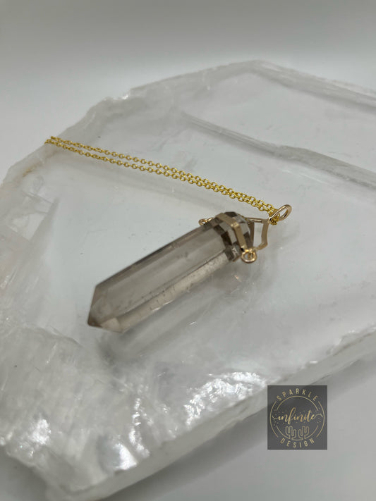 Smoky Grey Quartz DT Necklace 3