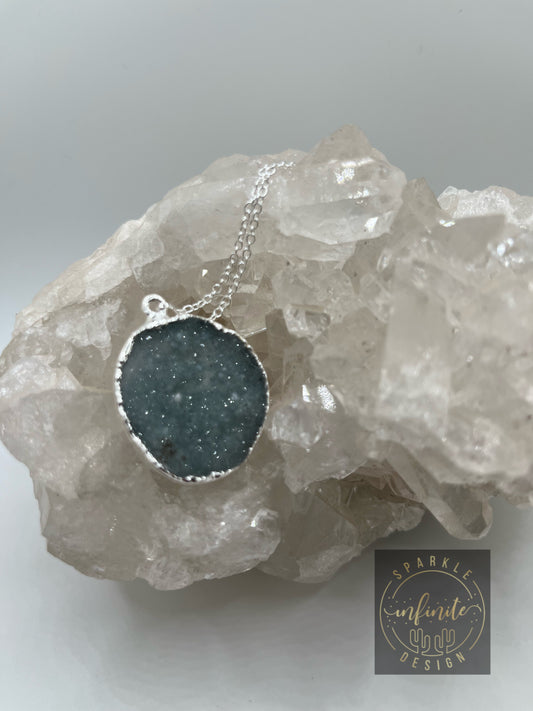 Light Blue Druzy Agate Necklace