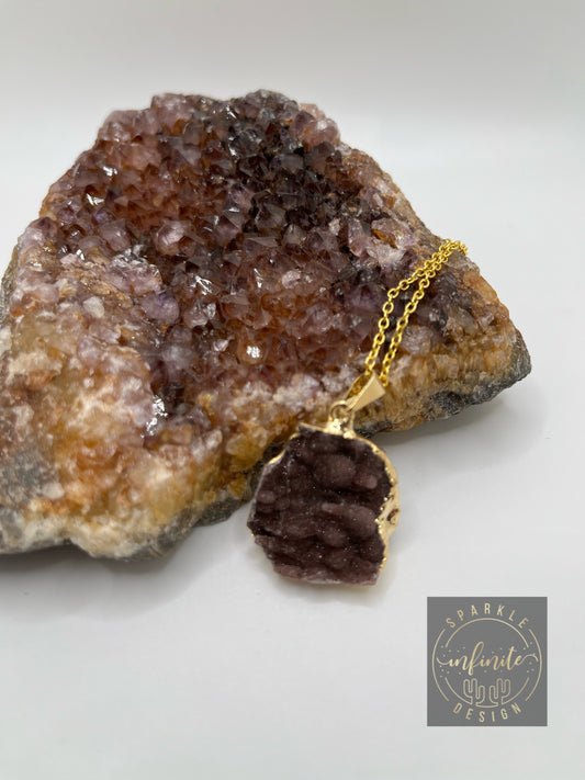 Burgundy Druzy Agate Necklace