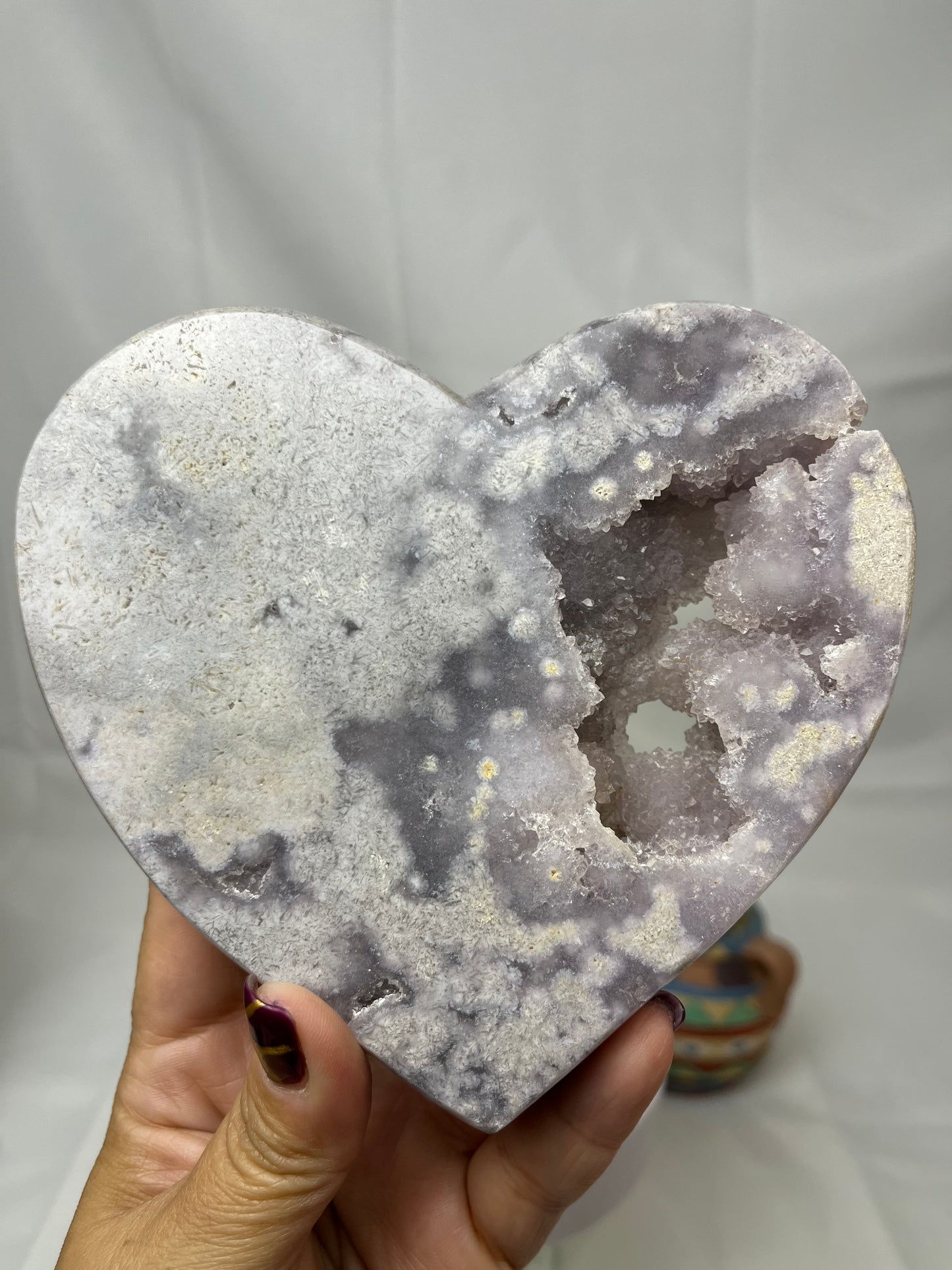 Statement Pink Amethyst Lavender Druzy Crystal Heart