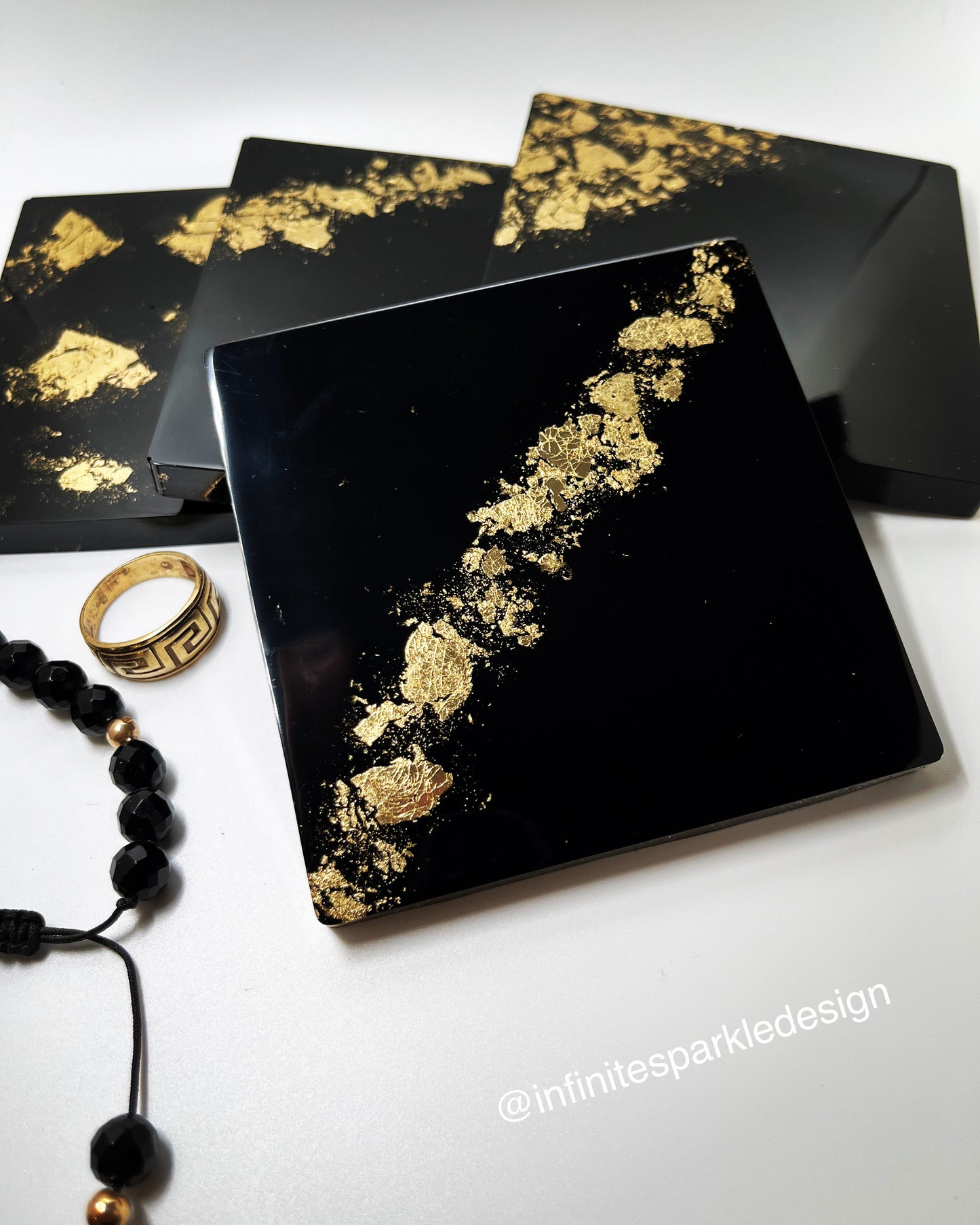 Black and Gold Coaster Set