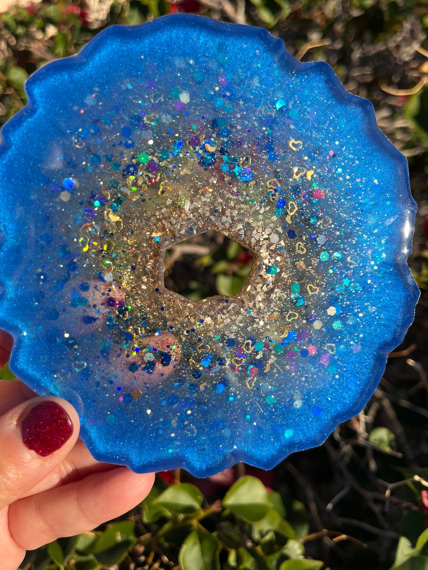 Set of 2 Blue Geode Coasters Set