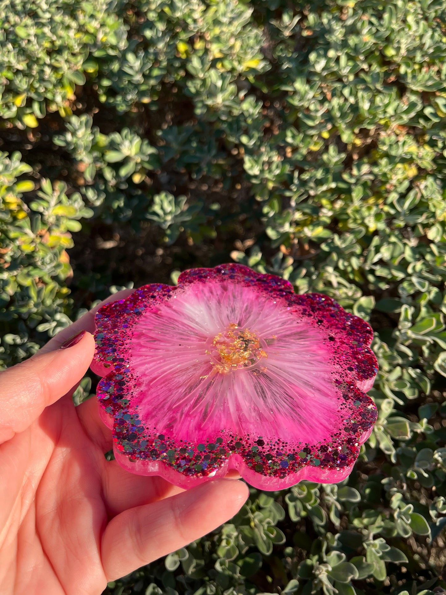 Set of 4 Pink Flower Coasters