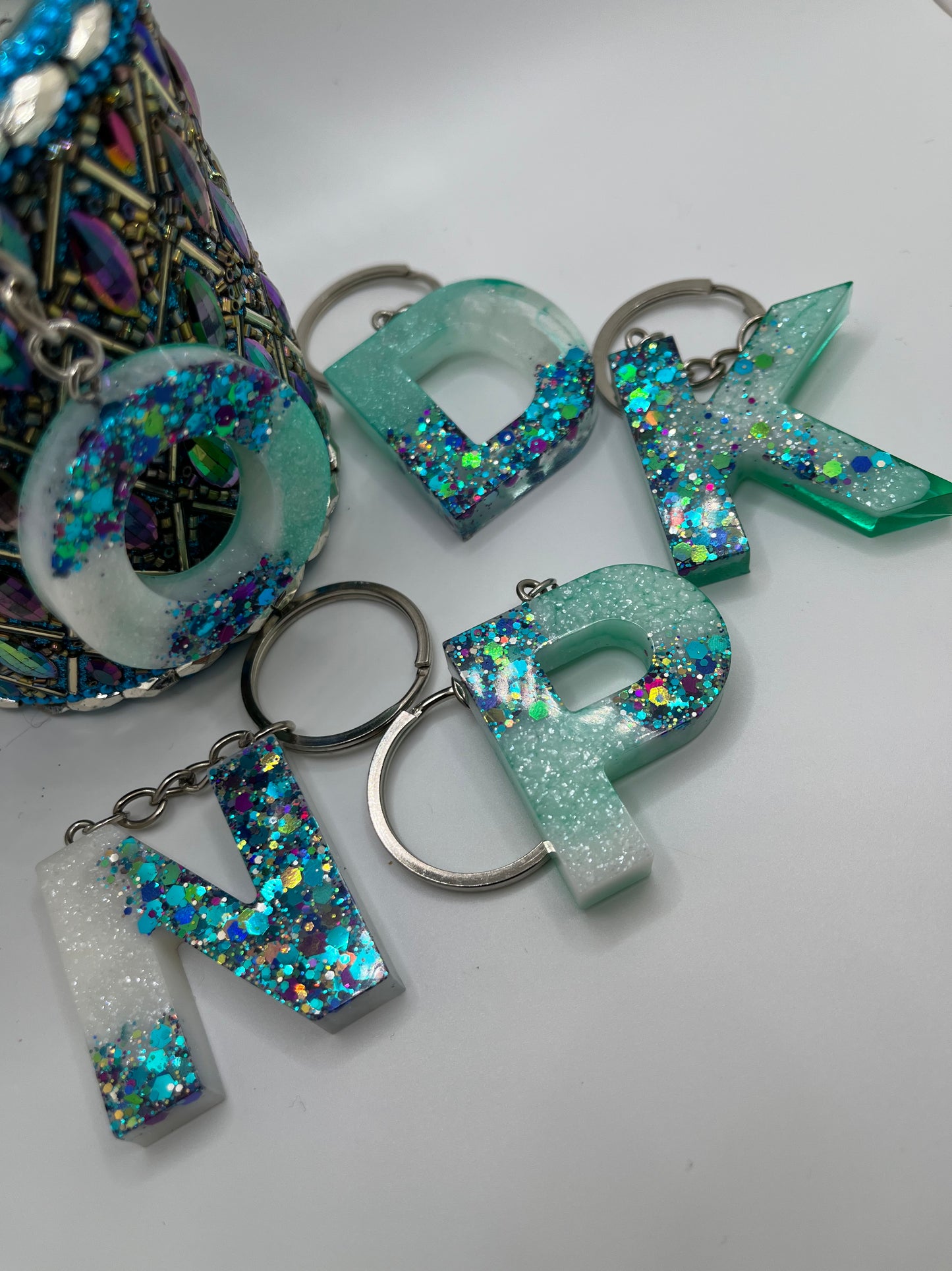 Blue Glitter Keychain